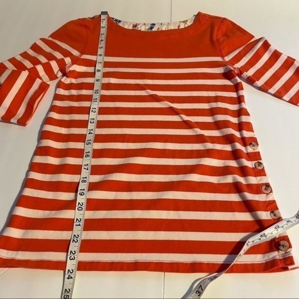Anthropologie Meave Orange Striped Button Side Top - Picture 10 of 15